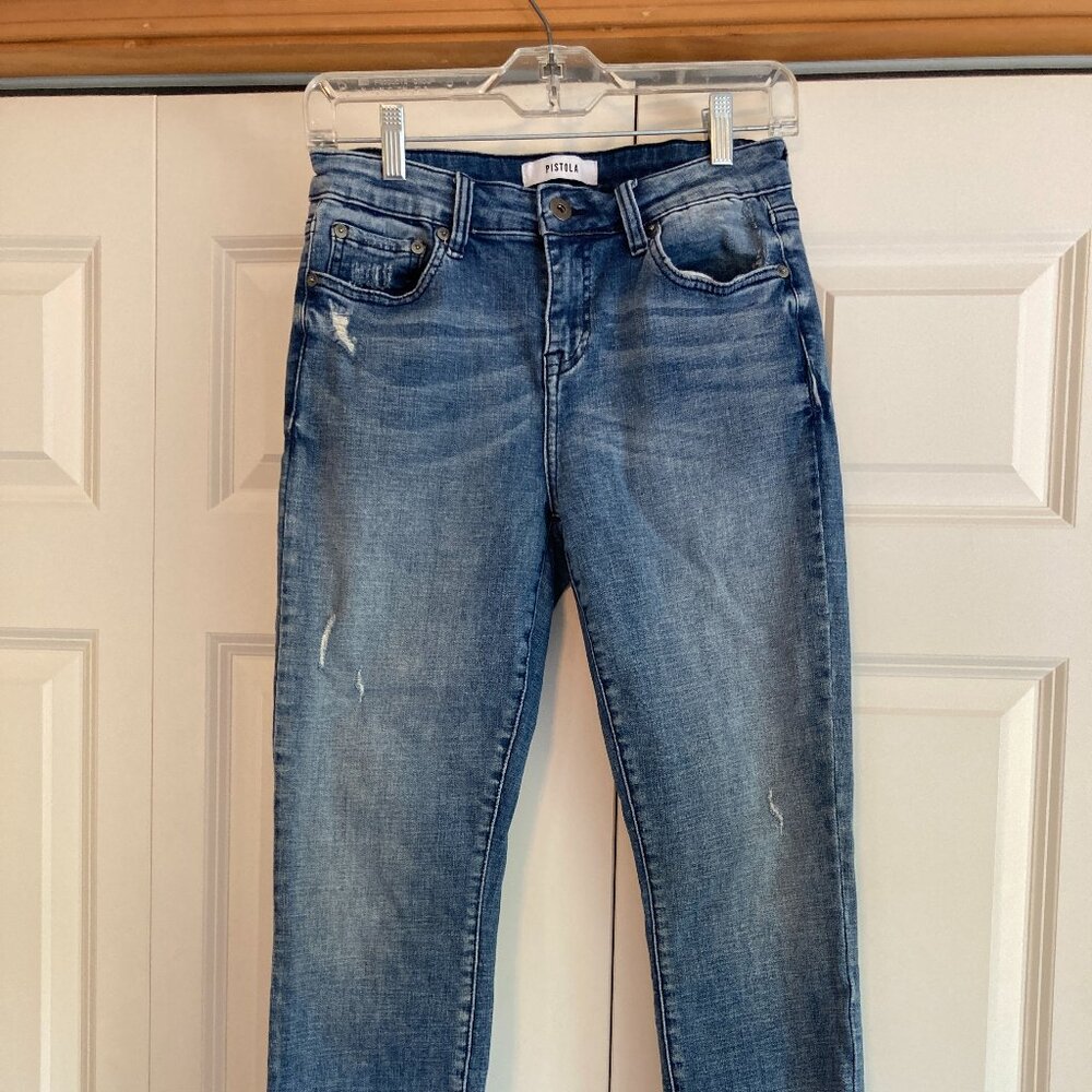 Pistola Jeans Womens Size 28 Blue Skinny Ankle Distressed Mid Rise Pants Denim